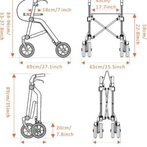 Uplivin Trive 1 Step Rollator — 1-second dubbelvouwend - Afbeelding 7